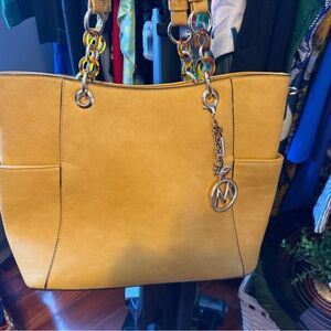 Yellow Leather Tote Bag